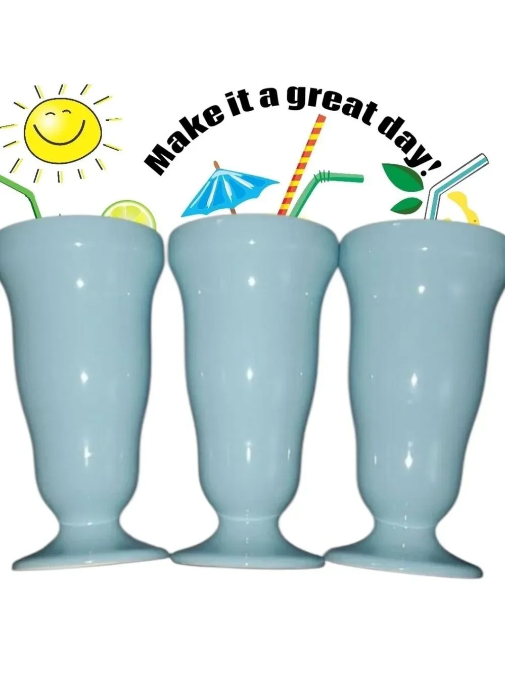 BIA Home Dining Drinkware ice Cream Sundae milkshake Set Curvy Blue Aqua Sexy
